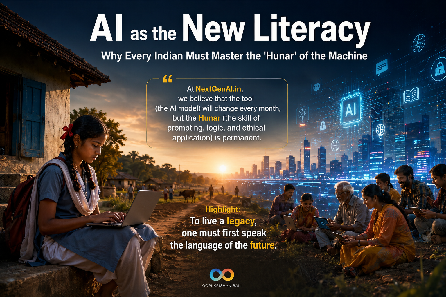 AI as the New Literacy Why Every Indian Must Master the 'Hunar' of the Machine The Renaissance of the Common Man Know More at NxtGenAI.in